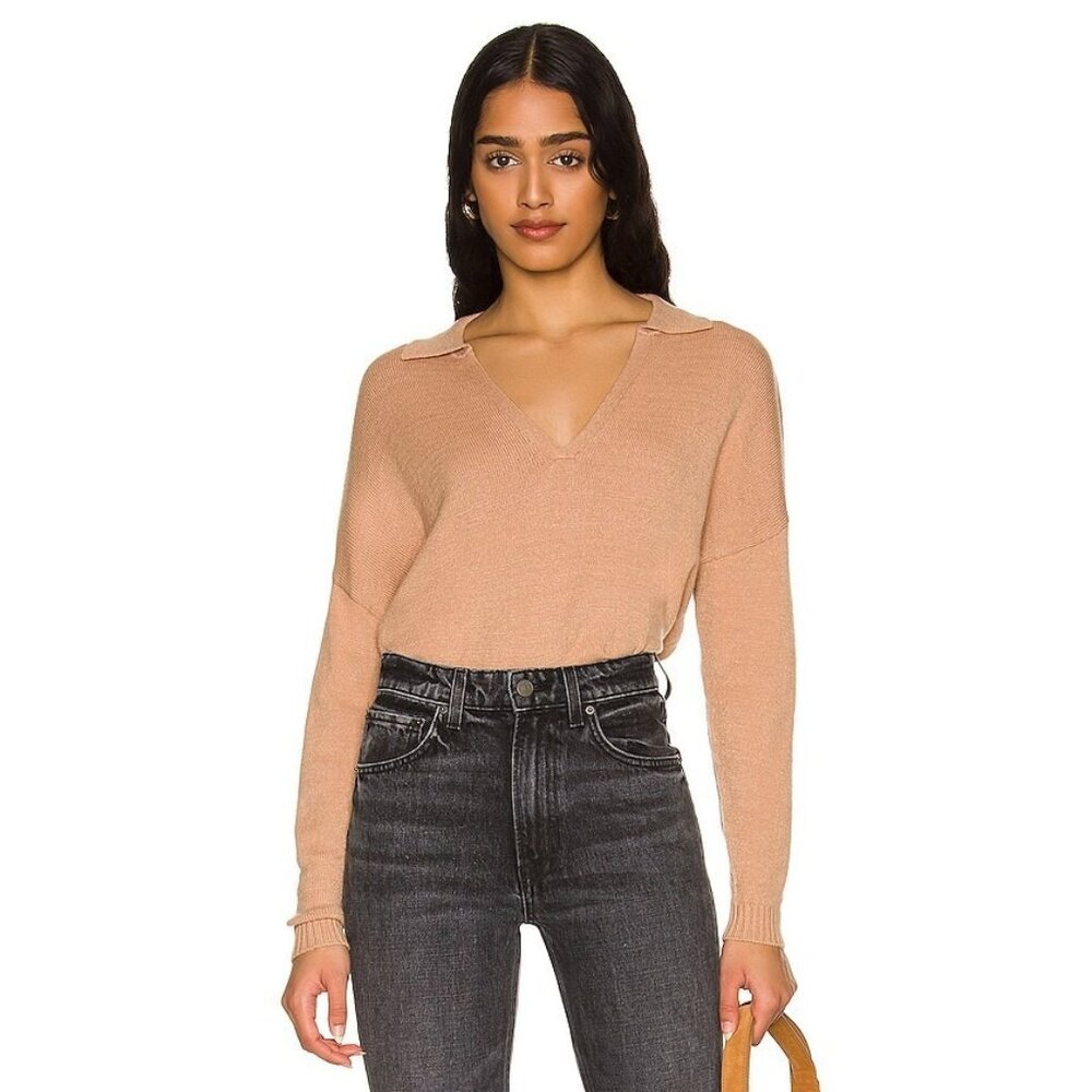 Bardot Oversized Collar Pullover in Camel Brown